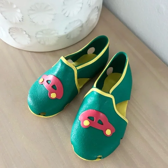 Vintage Marcelo Rubber Baby Shoes Cars Size 4 (5”) Early Walkers - Picture 1 of 6